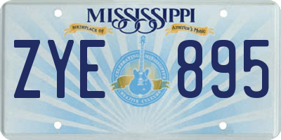 MS license plate ZYE895