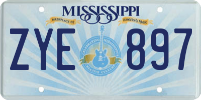 MS license plate ZYE897