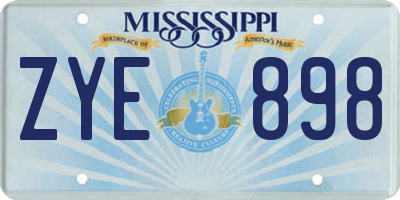 MS license plate ZYE898