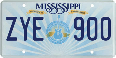 MS license plate ZYE900