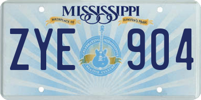 MS license plate ZYE904