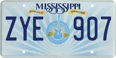 MS license plate ZYE907