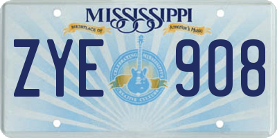 MS license plate ZYE908