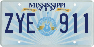 MS license plate ZYE911