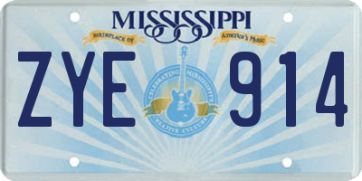 MS license plate ZYE914