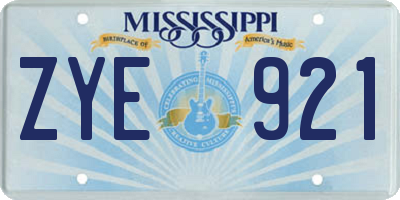 MS license plate ZYE921
