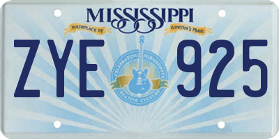 MS license plate ZYE925