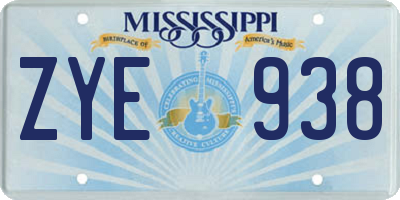 MS license plate ZYE938