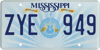 MS license plate ZYE949