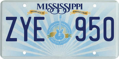 MS license plate ZYE950