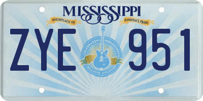 MS license plate ZYE951