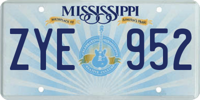 MS license plate ZYE952