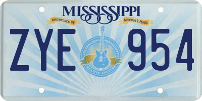 MS license plate ZYE954