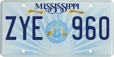 MS license plate ZYE960