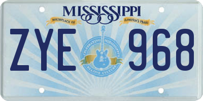 MS license plate ZYE968