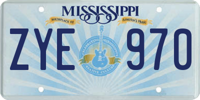 MS license plate ZYE970