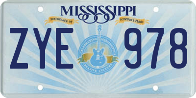 MS license plate ZYE978