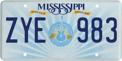 MS license plate ZYE983
