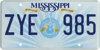 MS license plate ZYE985