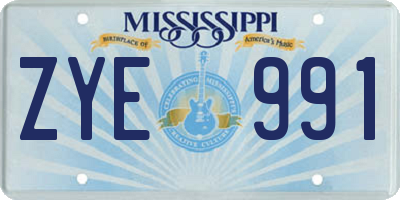 MS license plate ZYE991