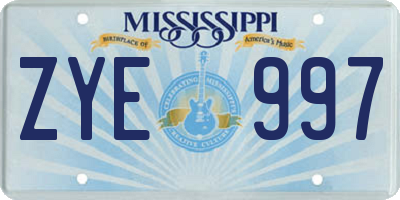MS license plate ZYE997