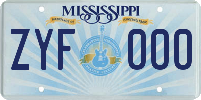 MS license plate ZYF000