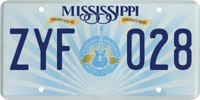 MS license plate ZYF028