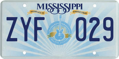 MS license plate ZYF029