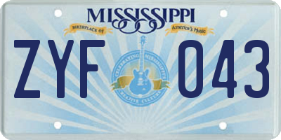 MS license plate ZYF043