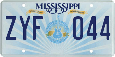 MS license plate ZYF044
