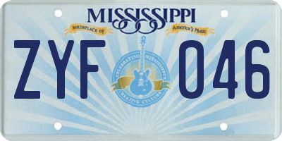 MS license plate ZYF046