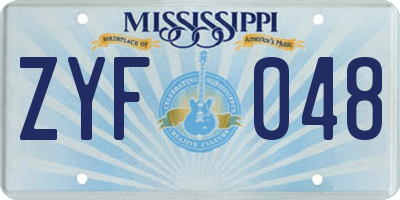 MS license plate ZYF048