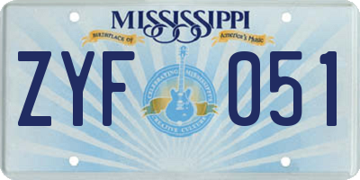 MS license plate ZYF051