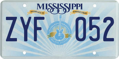 MS license plate ZYF052