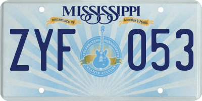 MS license plate ZYF053