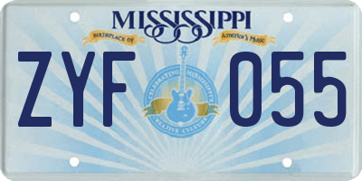 MS license plate ZYF055