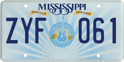MS license plate ZYF061