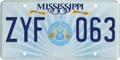 MS license plate ZYF063