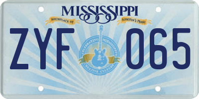 MS license plate ZYF065