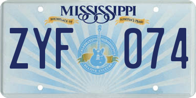 MS license plate ZYF074