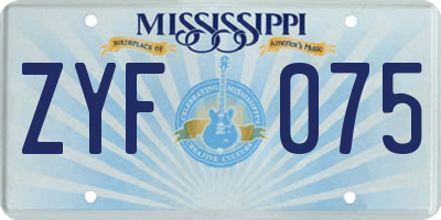MS license plate ZYF075