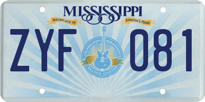 MS license plate ZYF081