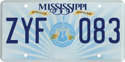 MS license plate ZYF083