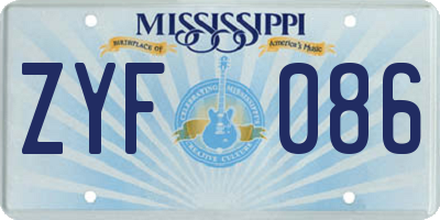 MS license plate ZYF086