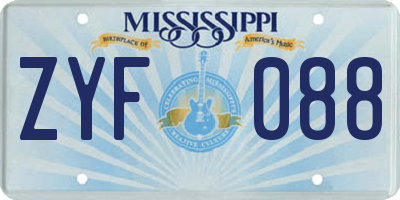 MS license plate ZYF088