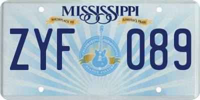 MS license plate ZYF089