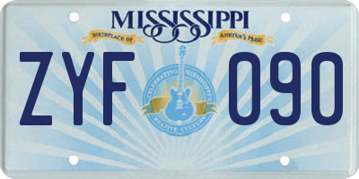MS license plate ZYF090