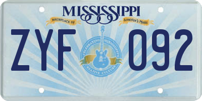 MS license plate ZYF092