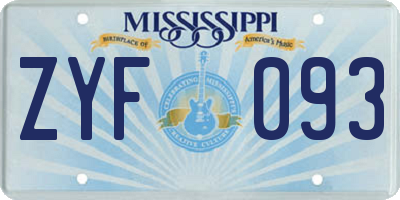 MS license plate ZYF093
