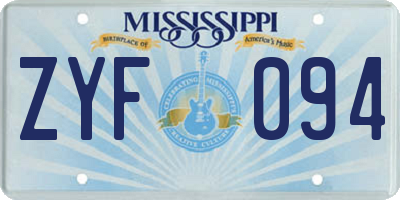 MS license plate ZYF094